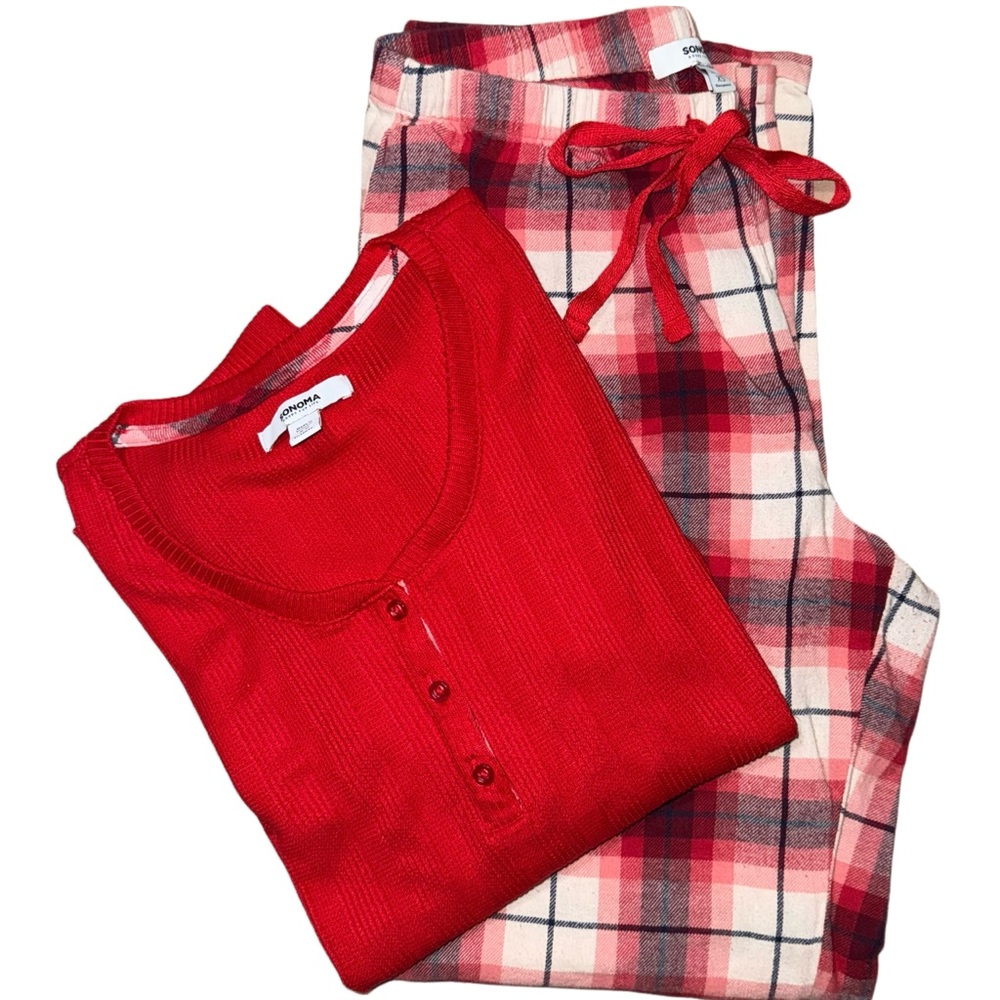 Sonoma Red Plaid Long Sleeve Pajama Set Sz XSmall